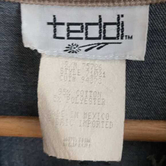 Vtg Teddi Womens Jacket Size M Barn Chore Embroidered Denim Corduroy Lightweight - Picture 11 of 12